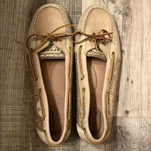 Sperry Tan Leather Loafers with Rawhide Laces